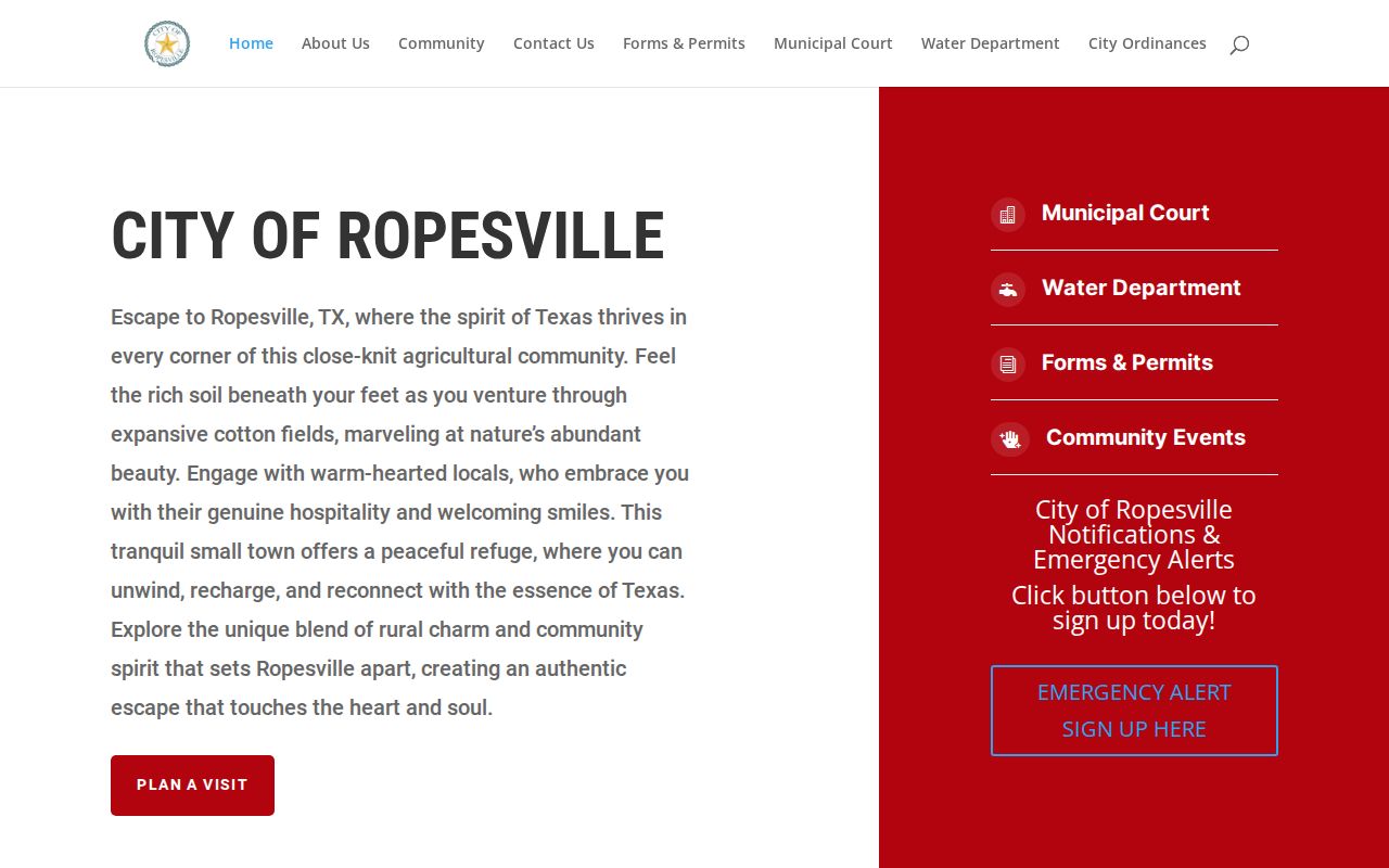 Official City of Ropesville website and municipal court information